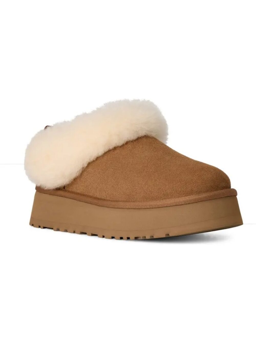 🤎 UGG Tazzelle Genuine Shearling Platform Slippers Chestnut Sz 10 New No Box ✨